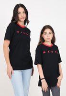 T-shirt a manica corta nera per donna e bambina con stampa logo M01228M00L9 0M900 MARNI 