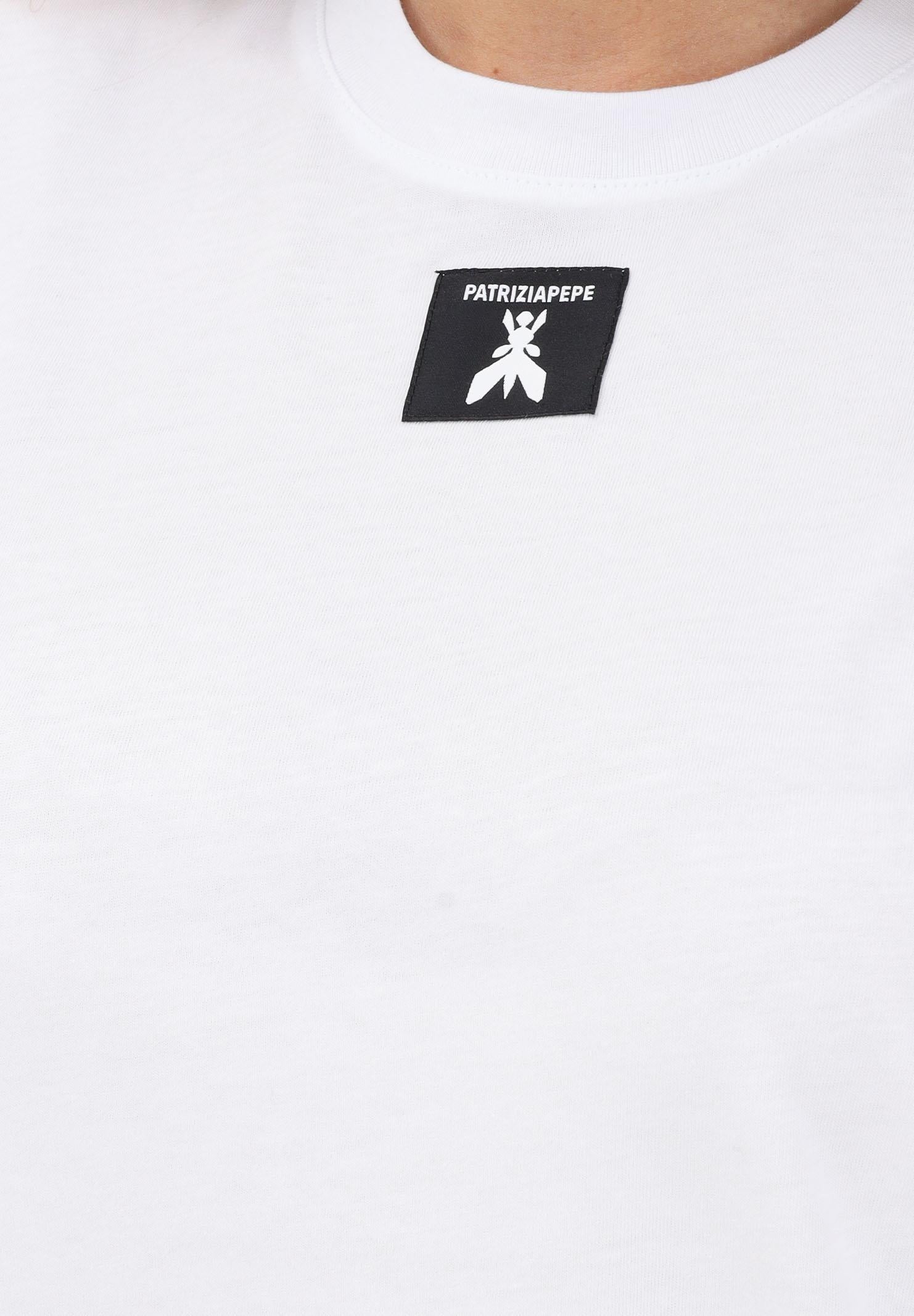 PATRIZIA PEPE T-shirt a manica corta bianca da donna con logo 8M1612J089 W103 PATRIZIA PEPE 