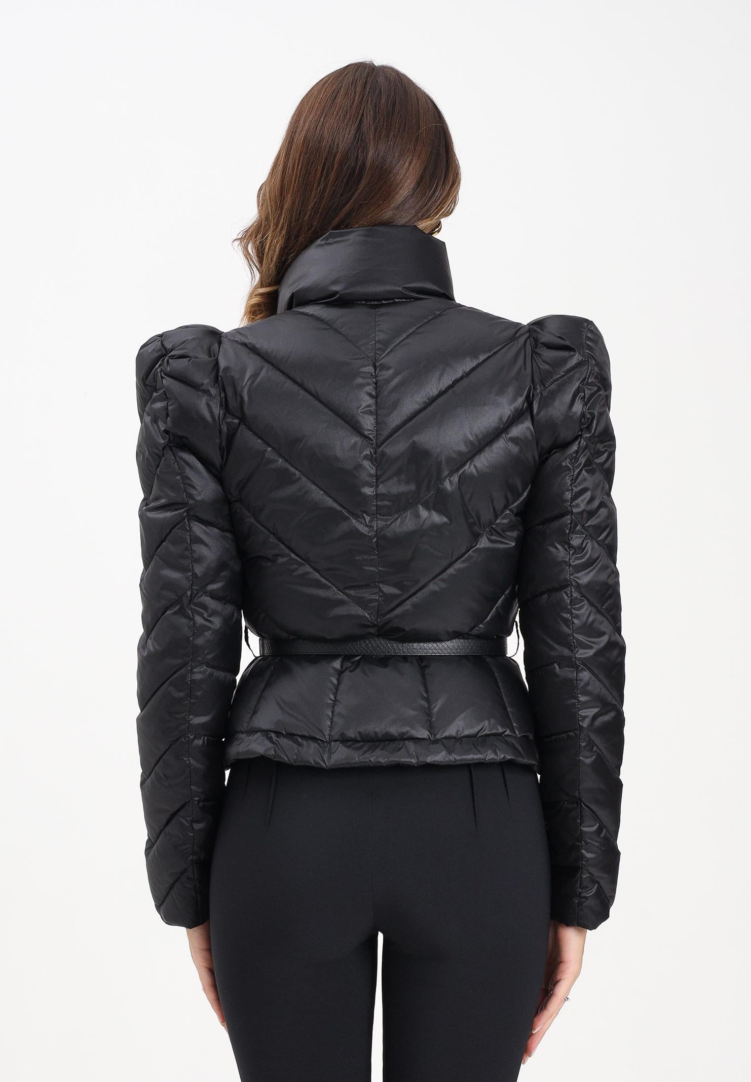 ELISABETTA FRANCHI Women's black down jacket with peplum