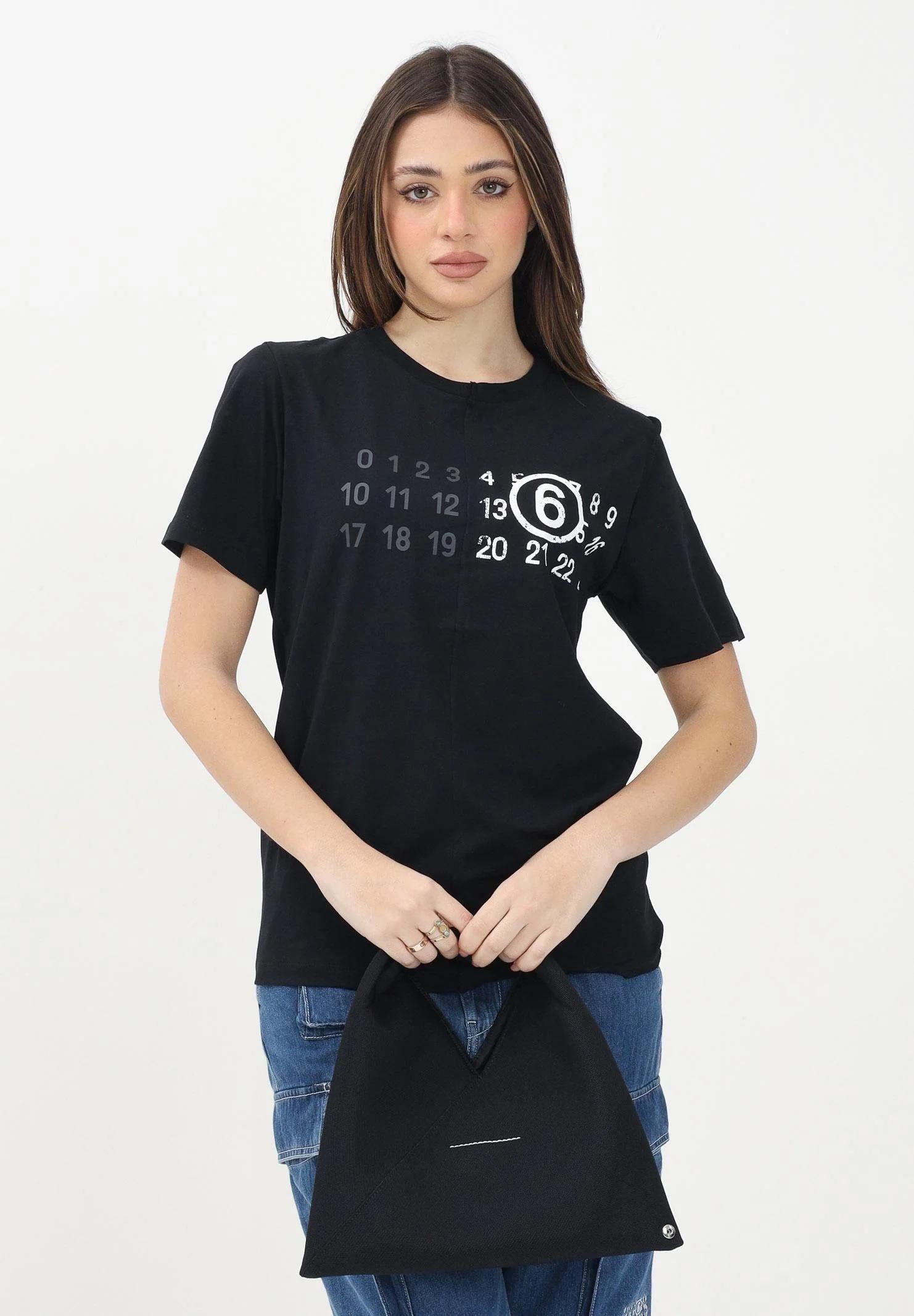MAISON MARGIELA T-shirt a manica corta nera per donna, ragazzi e bambini con grafica "Stamp Numbers" M60775MM04I M6900 MAISON MARGIELA 