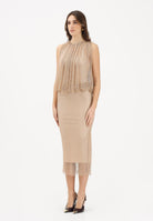 SPORTMAX Abito midi SPXPAPPA oro da donna in rete con strass 2612621071600 003 SPORTMAX 
