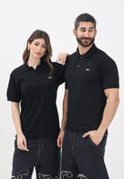 LACOSTE Polo nera per uomo e donna con patch logo coccodrilo 1212 3LA LACOSTE 