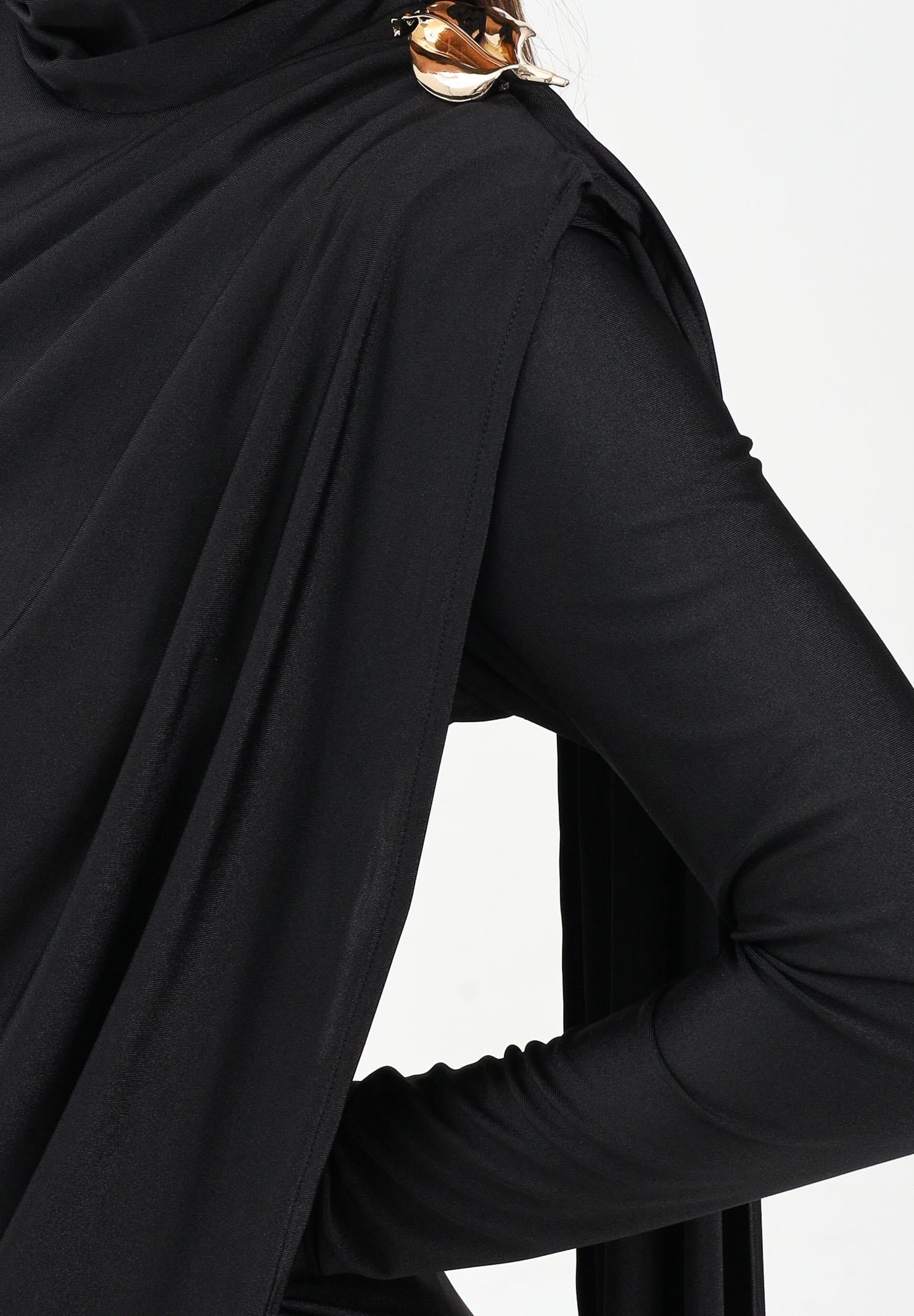 TPN Abito corto Brooks nero da donna con dettaglio metallico e volant BROOKS112W5 D6 TPN 