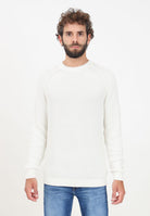 Maglioncino girocollo bianco da uomo con monogram CK J30J325672YBI YBI CALVIN KLEIN JEANS 