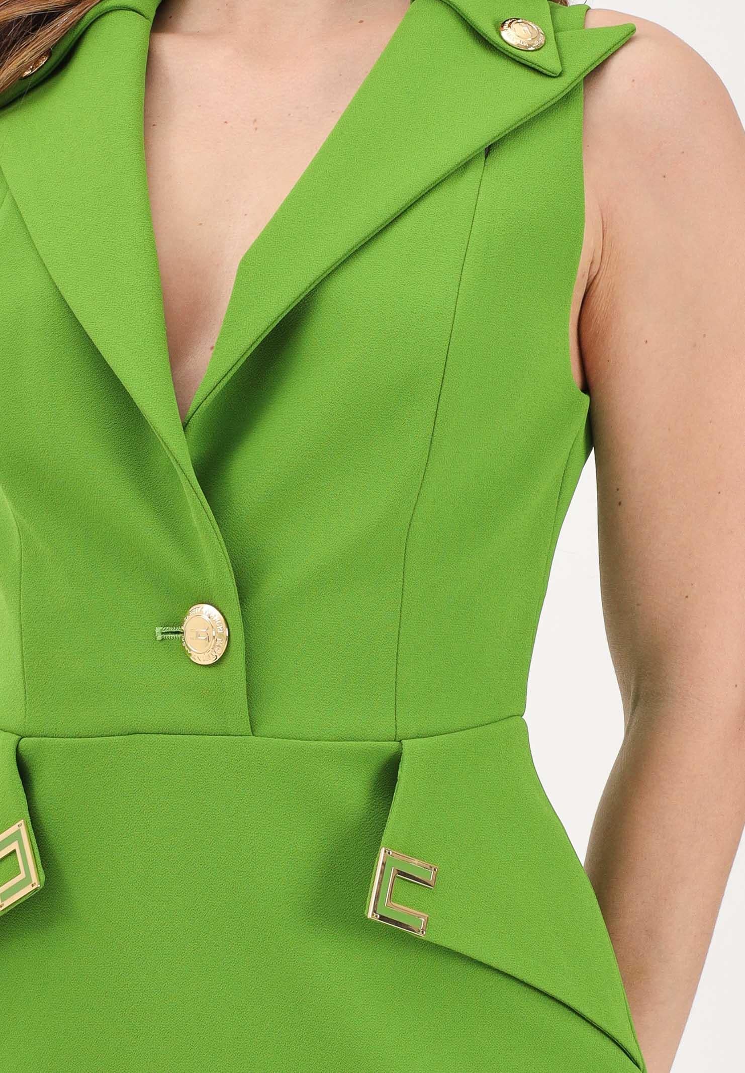ELISABETTA FRANCHI Abito corto verde da donna con dettagli logo AB92461E2 EV3 ELISABETTA FRANCHI 