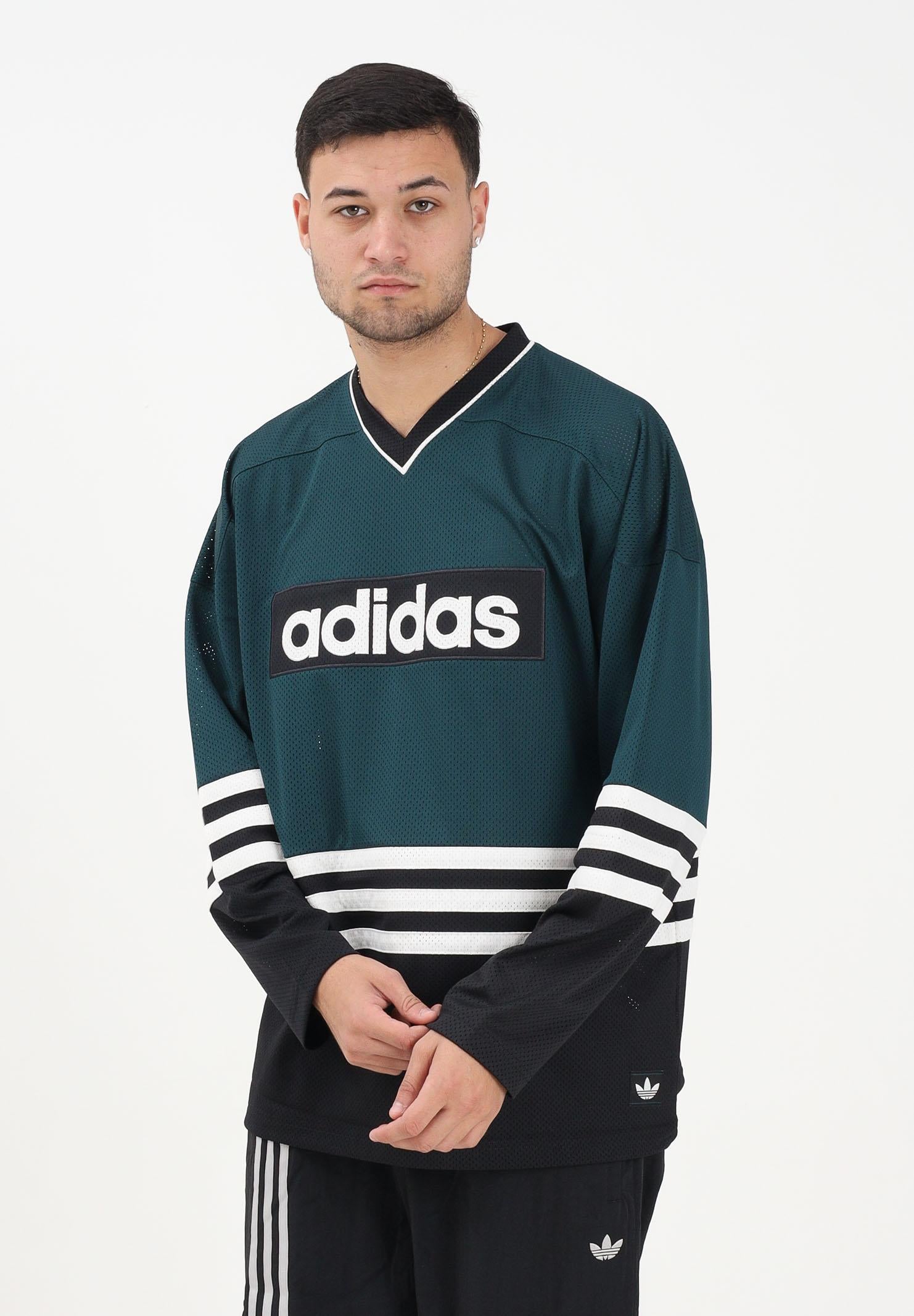 ADIDAS ORIGINALS T-shirt a manica lunga 90s Adidas Hockey Jersey Vintage verde e nera da uomo JV8467  ADIDAS ORIGINALS 