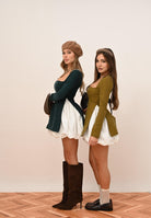 SANTAS Abito corto Noble verde ottanio da donna con gonna ballon PV2605 VEBI SANTAS 