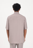 PATRIZIA PEPE Camicia a manica corta fango da uomo in viscosa jacquard 5C312TA093J S184 PATRIZIA PEPE 