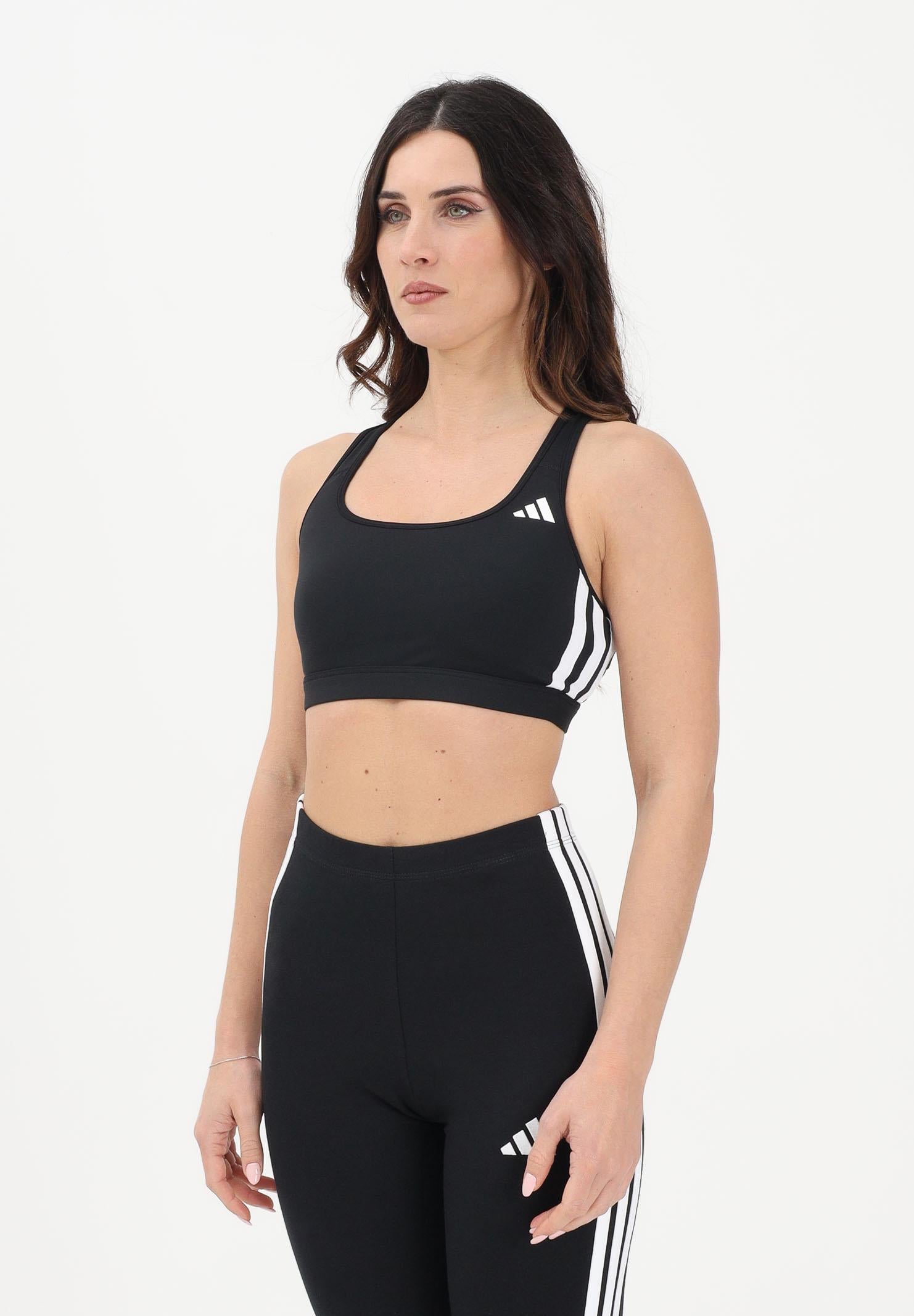 ADIDAS PERFORMANCE Top sportivo Optime Essentials Workout 3-Stripes Medium Support nero da donna KB4383 . ADIDAS PERFORMANCE 