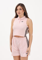 ADIDAS ORIGINALS Polo smanicata rosa e marrone da donna KD3703 . ADIDAS ORIGINALS 