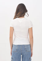 TOMMY JEANS T-shirt a manica corta bianco sporco da donna con logo lineare DW0DW21422YBH  TOMMY JEANS 