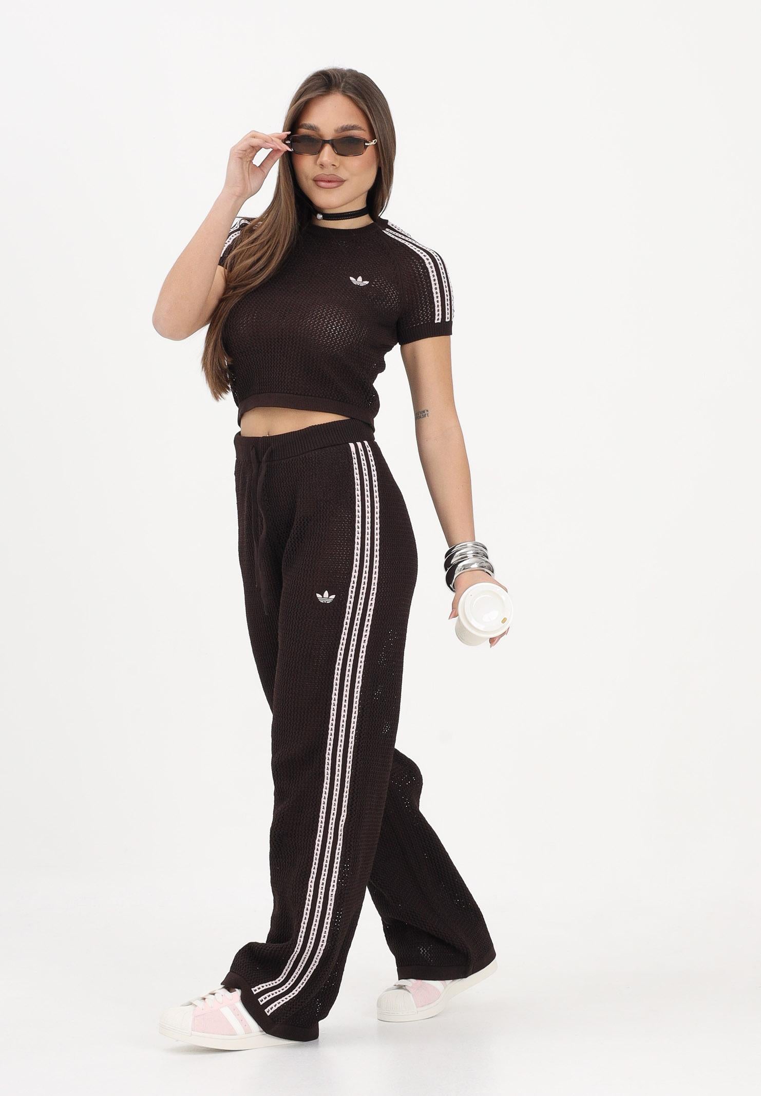 ADIDAS ORIGINALS Pantalone KNITTED CROCHET FIREBIRD marrone da donna<BR/> KE0201 . ADIDAS ORIGINALS 