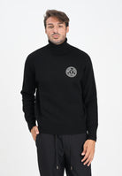 VERSACE JEANS COUTURE Maglione a collo alto nero da uomo con logo V-Emblem 79GAFM14CMH81 L01 VERSACE JEANS COUTURE 