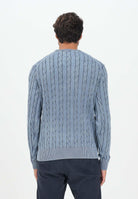 TOMMY HILFIGER Maglioncino girocollo azzurro da uomo in maglia intrecciata MW0MW39524C2B . TOMMY HILFIGER 