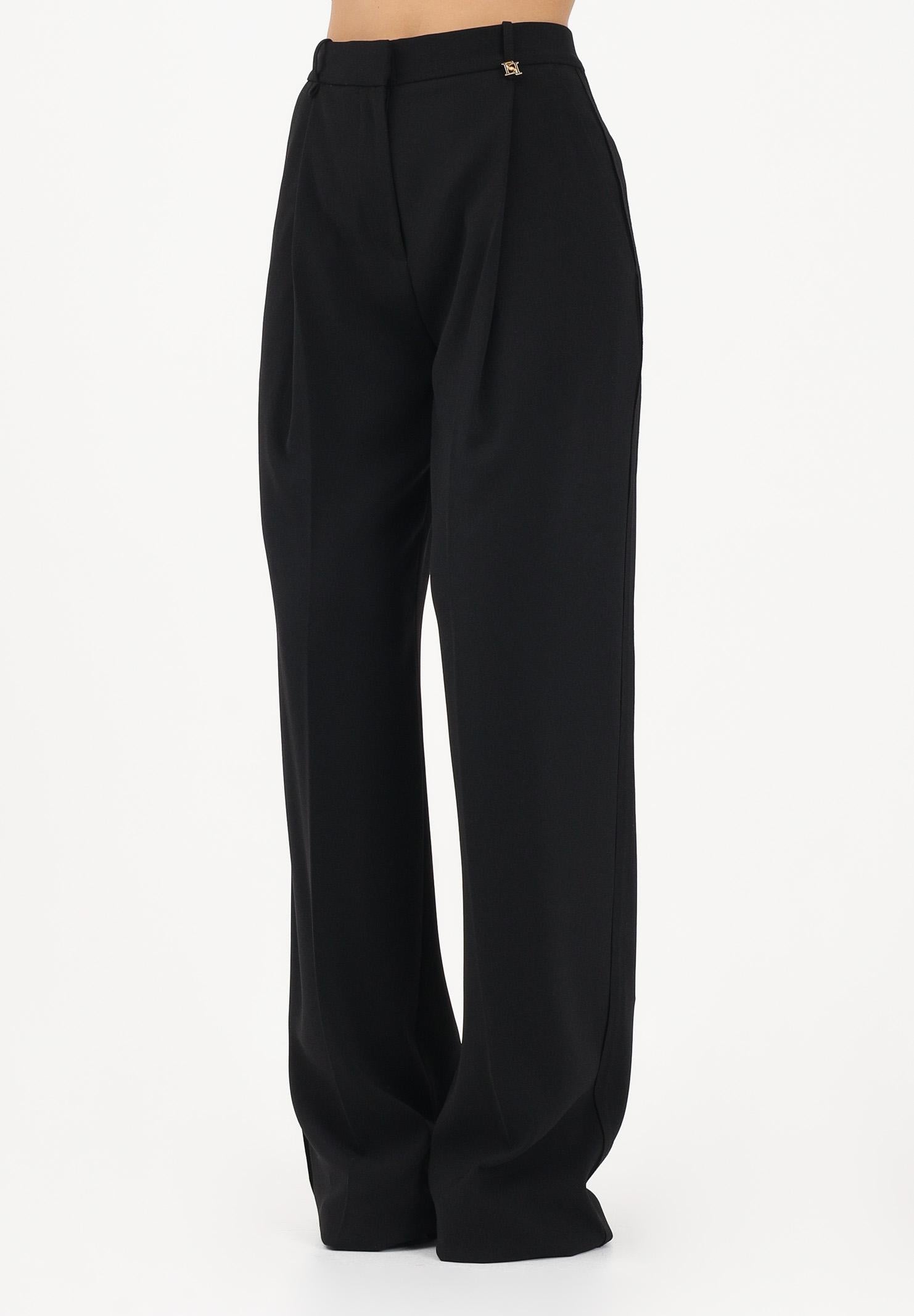 ELISABETTA FRANCHI Pantalone elegante nero da donna con logo charm PA16761E2 110 ELISABETTA FRANCHI 