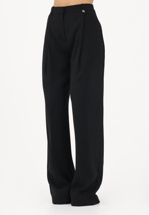 ELISABETTA FRANCHI Pantalone elegante nero da donna con logo charm PA16761E2 110 ELISABETTA FRANCHI 
