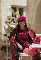 MARNI Maglioncino girocollo bordeaux per donna e bambina con logo M00993M00ML 0M434 MARNI 