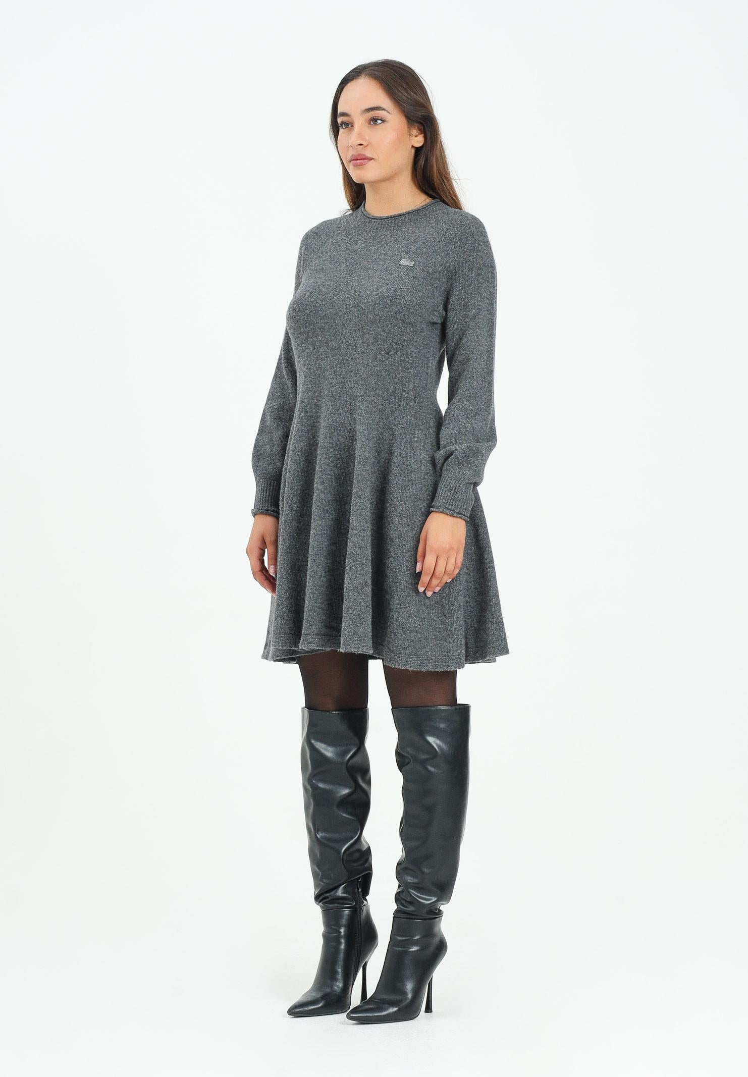 LACOSTE Abito corto grigio da donna in lana cardata senza cuciture EF4161 050 LACOSTE 