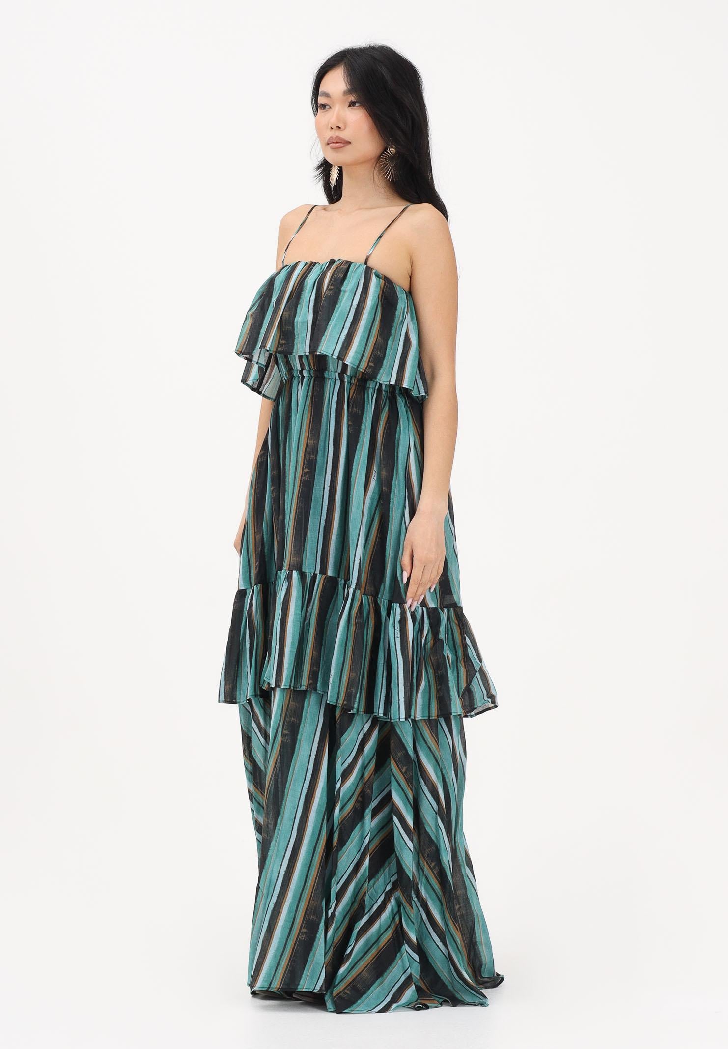 PINKO Women's long multicolored dress with brushstroke-effect striped   Pavidas