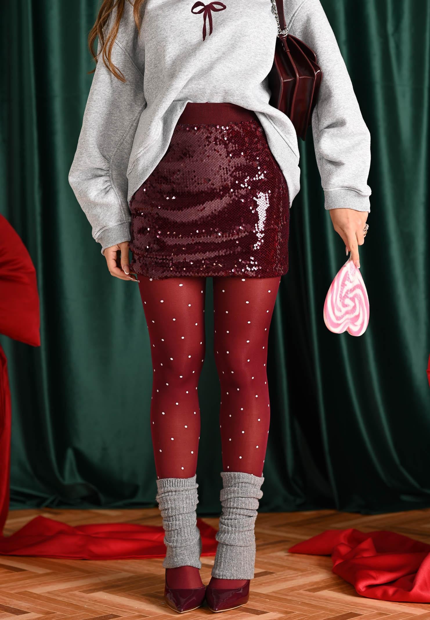 AKEP Gonna corta bordeaux da donna interamente ricoperta di paillettes GOKD11102 V1 AKEP 