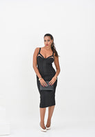 ELISABETTA FRANCHI Abito midi nero da donna con tulle<BR/> AB80256E2 110 ELISABETTA FRANCHI 