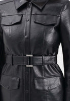 PATRIZIA PEPE Trench corto in tessuto spalmato nero da donna 8O0200E070 K103 PATRIZIA PEPE 