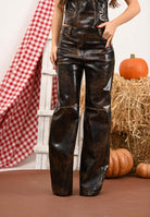 PATRIZIA PEPE Pantalone in tessuto spalmato marrone da donna 8P0758E064 J4L8 PATRIZIA PEPE 