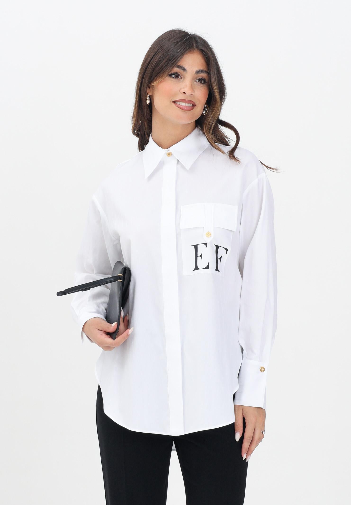 ELISABETTA FRANCHI Camicia a manica lunga bianca da donna in popeline di cotone a righe CA12156E2 100 ELISABETTA FRANCHI 