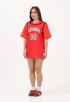 GCDS Abito corto rosso e arancio per donna, ragazze e bambine con stampa C1GJQB708J338 436O GCDS 