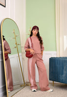 ADIDAS ORIGINALS Pantalone sportivo Wide Off Placed 3 Stripes rosa da donna JW3621  ADIDAS ORIGINALS 