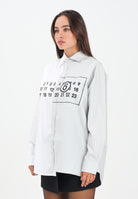 MAISON MARGIELA Camicia a manica lunga bianca e grigia per donna, ragazzi e bambini con stampa logo M60860MM014 M6C36 MAISON MARGIELA 