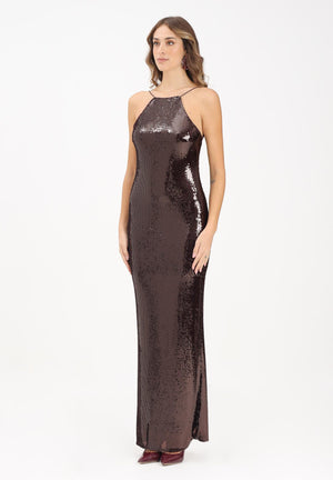 PATRIZIA PEPE Abito lungo bordeaux da donna con paillettes 8A1567J326 M549 PATRIZIA PEPE 