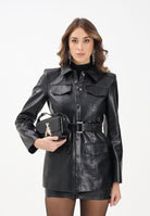 PATRIZIA PEPE Trench corto in tessuto spalmato nero da donna 8O0200E070 K103 PATRIZIA PEPE 