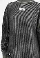 MAISON MARGIELA Abito corto nero per donna e bambina con sottili righe e patch logo M60847MM06K M6C39 MAISON MARGIELA 