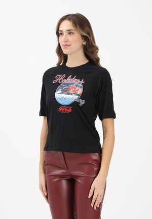 ONLY T-shirt a manica corta nera da donna con stampa Coca Cola 15355794 Black ONLY 