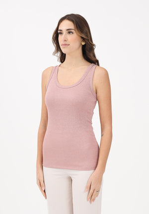 VICOLO Canotta rosa da donna realizzata in un tessuto lavorato con filato lamé UF0055 RO VICOLO 