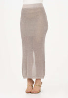 AKEP Gonna lunga beige da donna con spacco e dettagli trasparenza GOKD13038 V3 AKEP 