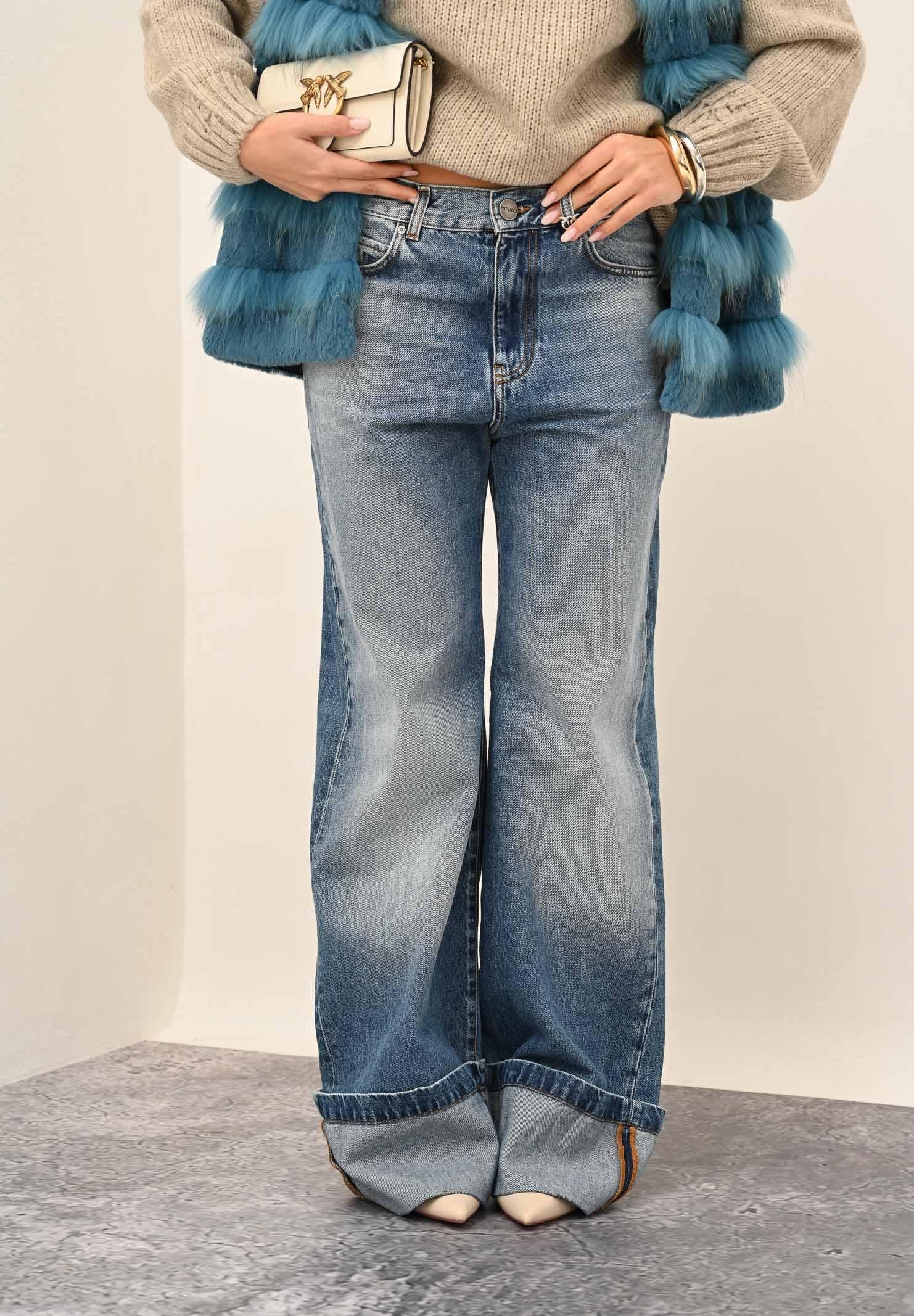 PINKO Jeans wide leg in denim chiaro da donna 105541A2RP PJD PINKO 