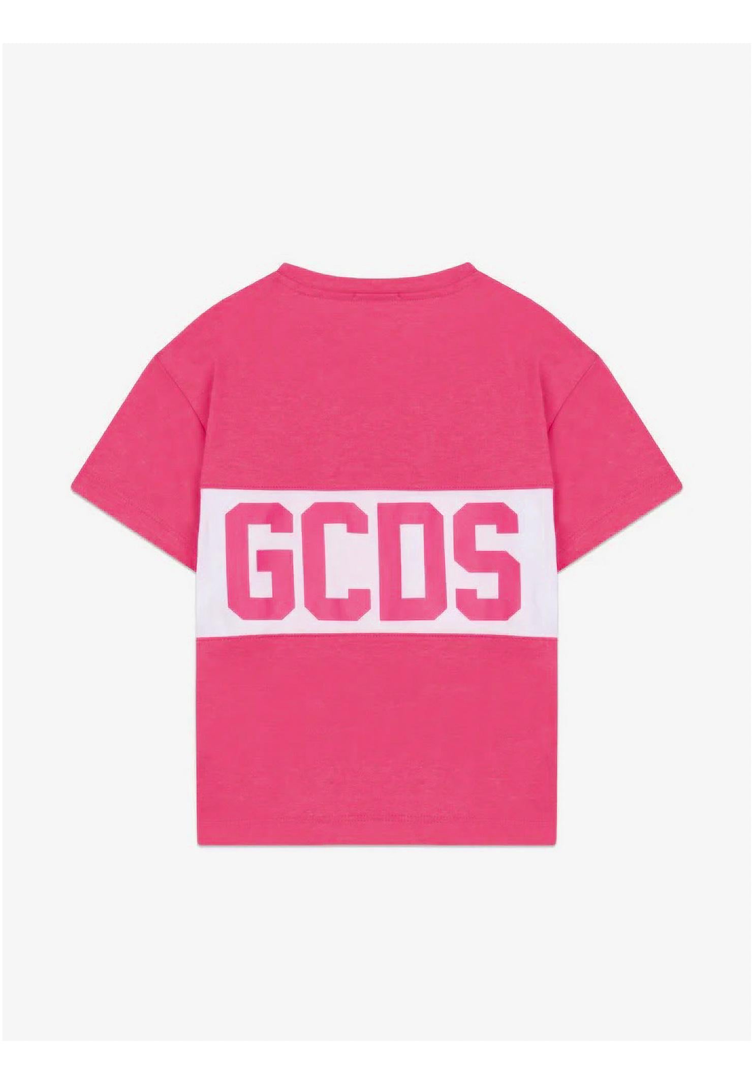 GCDS T-shirt a manica corta fucsia per bambino e bambina con stampa logo GCDS Z0UKQC585J105 566A GCDS 