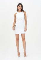 ELISABETTA FRANCHI Abito corto avorio da donna con accessorio in metallo dorato con charms AB80856E2 360 ELISABETTA FRANCHI 