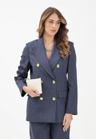 PINKO Giacca doppiopetto blu da donna con bottoni dorati 105617A2SN G07 PINKO 