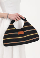 ME FUI Borsa a mano nera da donna con motivo a righe MA26-SW0110BK . ME FUI 