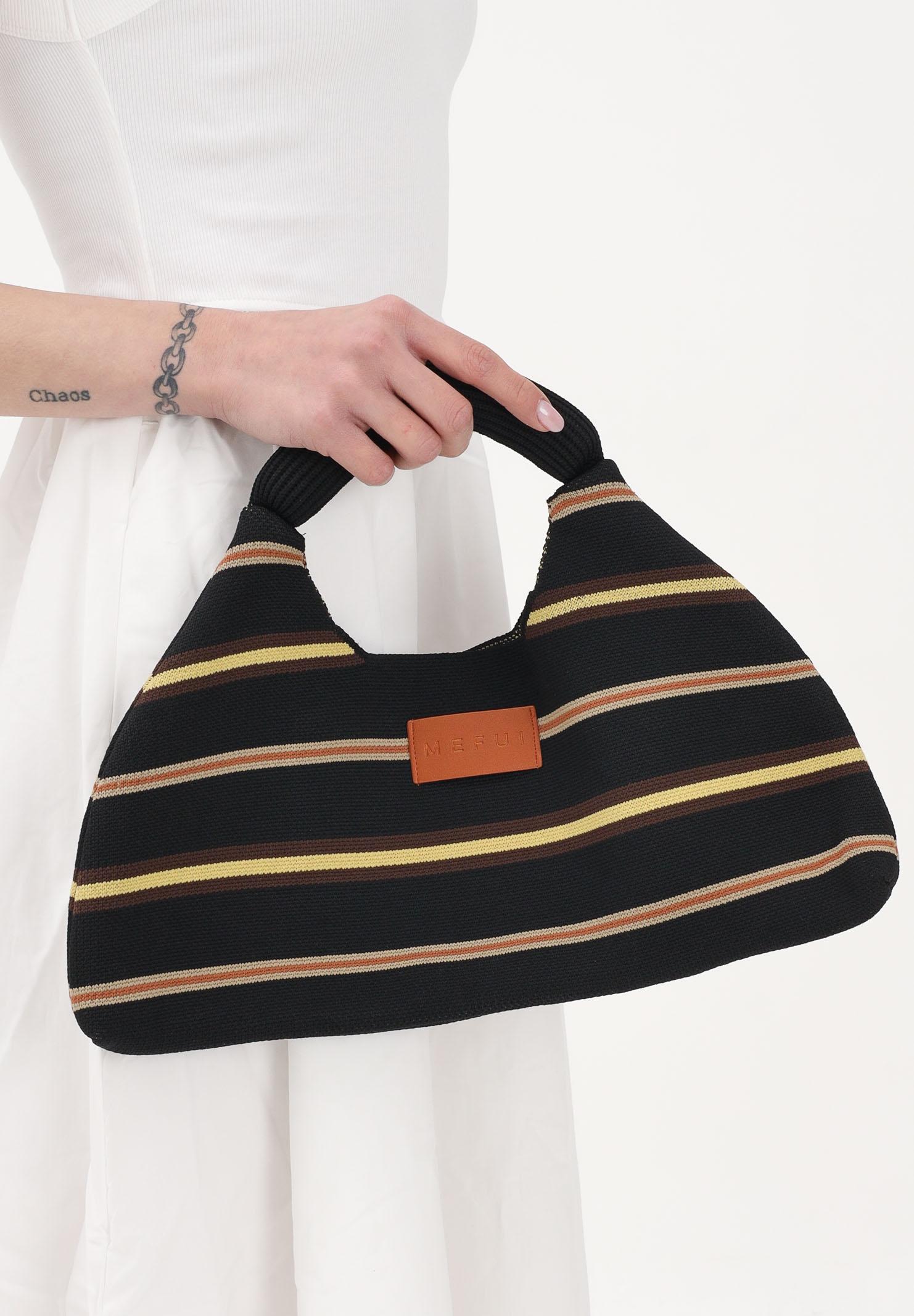 ME FUI Borsa a mano nera da donna con motivo a righe MA26-SW0110BK . ME FUI 