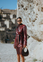 MAX MARA Giacca in morbida nappa bordeaux da donna con cintura 2526446021600 001 MAX MARA 