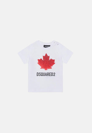 DSQUARED2 T-shirt a manica corta bianca da neonato con stampa DQ3278D00XM DQ100 DSQUARED2 