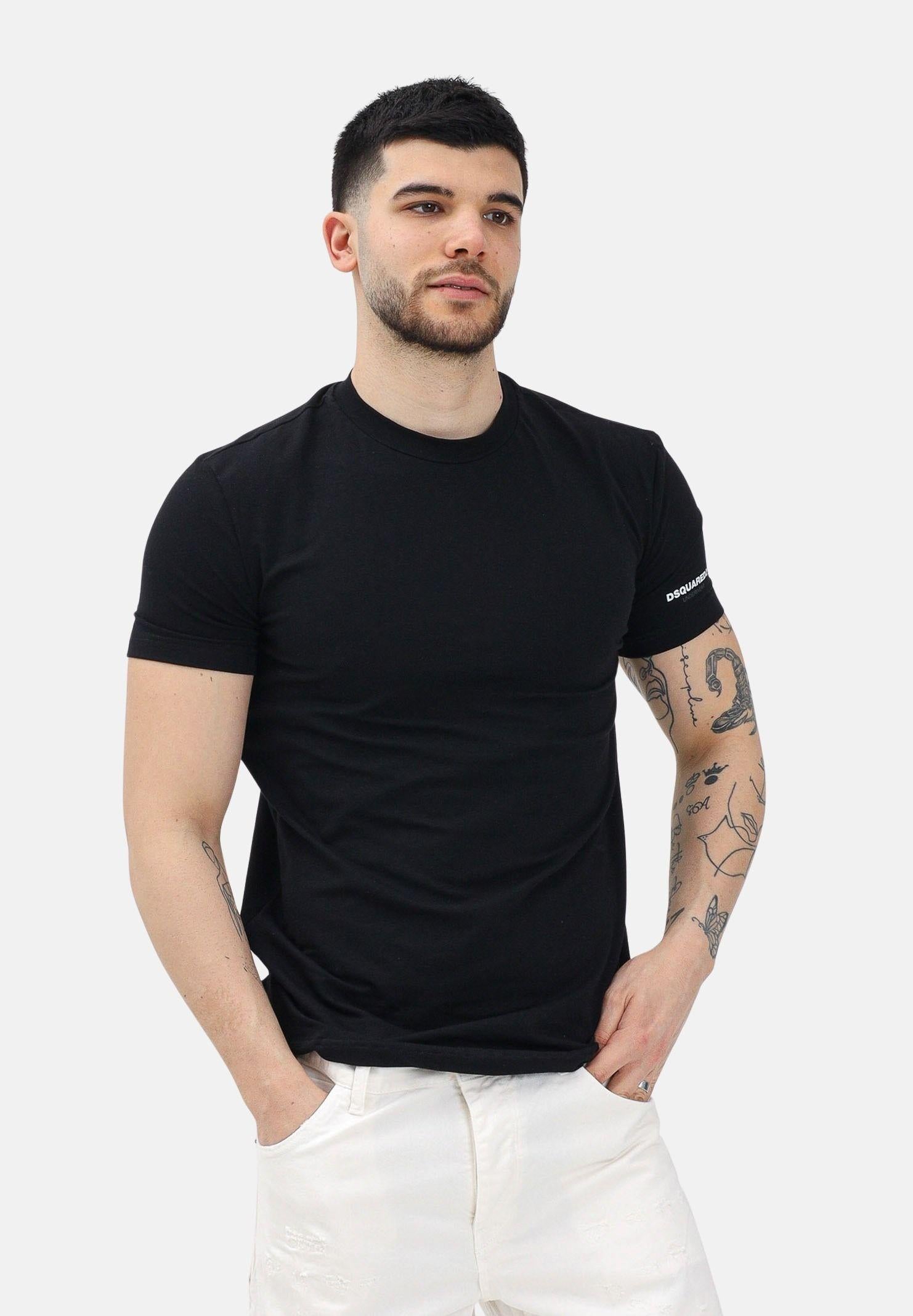 DSQUARED2 T-shirt a manica corta nera da uomo con logo DCX250070 001 DSQUARED2 