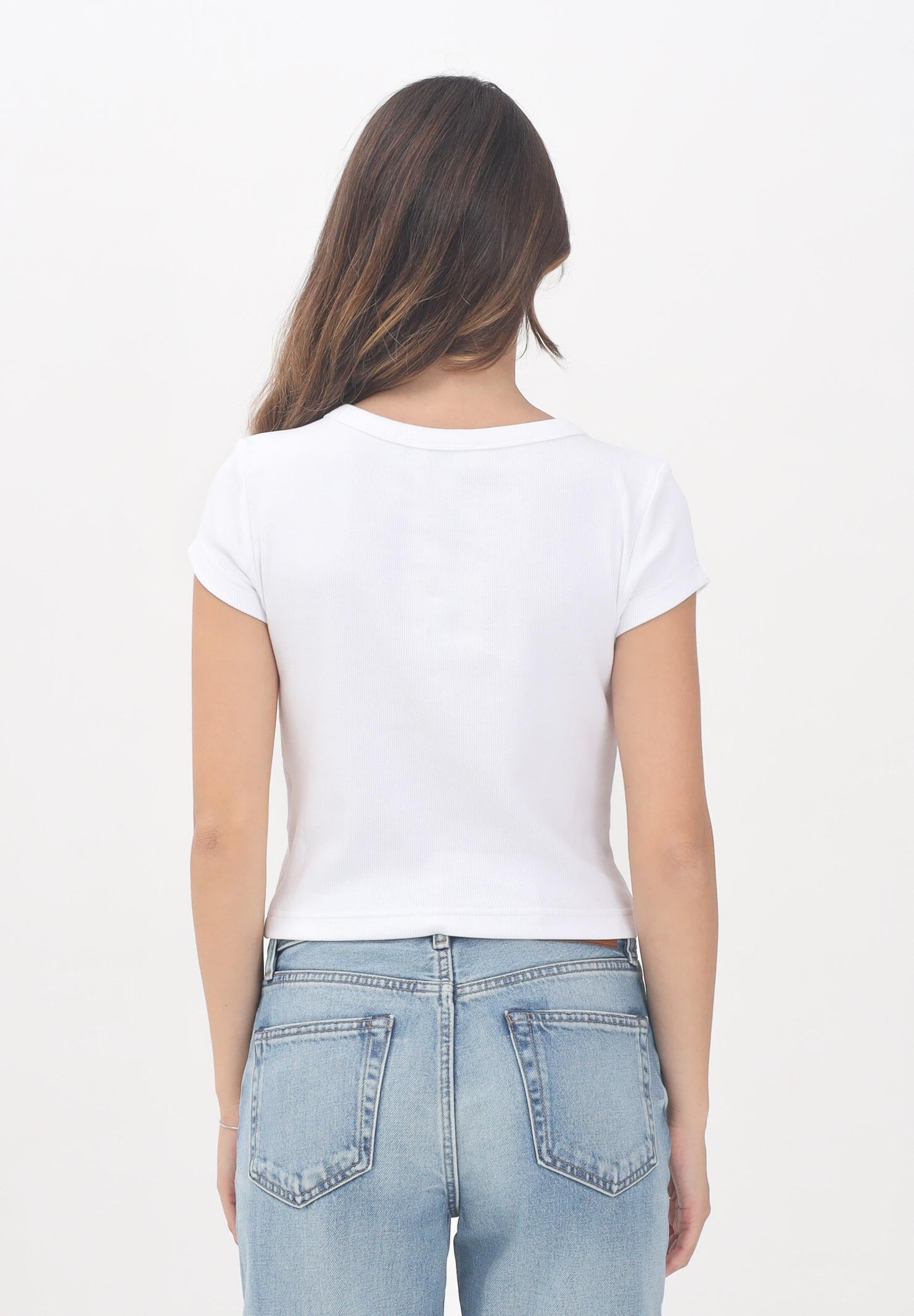 CALVIN KLEIN JEANS T-shirt a manica corta bianca da donna con patch logo LV047C200GYAA  CALVIN KLEIN JEANS 
