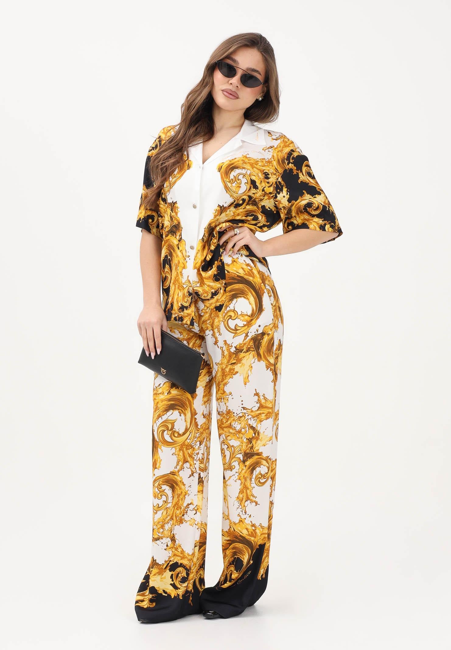 VERSACE JEANS COUTURE Pantalone bianco e nero da donna con stampa Wave Couture 80HAA1P2NS833 GL1 VERSACE JEANS COUTURE 