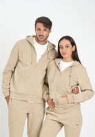 LACOSTE Felpa con zip beige per uomo e donna rifinita da ricamo coccodrillo SH9626 02S LACOSTE 