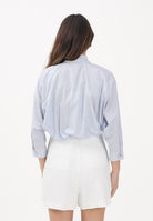 ELISABETTA FRANCHI Camicia con maniche a 3/4 bianca da donna con motivo a righe azzurre CA13261E2 019 ELISABETTA FRANCHI 